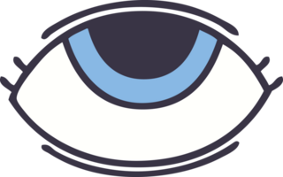 flat color retro cartoon of a eye looking up png