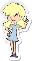 sticker of a cartoon girl making point png