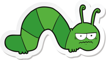 sticker of a cartoon grumpy caterpillar png