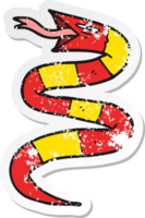 distressed sticker of a cartoon snake png