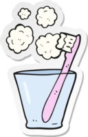 sticker of a cartoon toothbrush in glass png