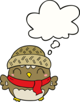 cute cartoon owl in hat with thought bubble png