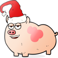 hand drawn cartoon christmas pig png