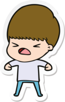 sticker of a cartoon stressed man png