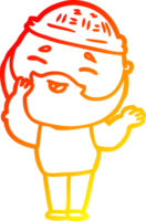 warm gradient line drawing of a cartoon happy bearded man png