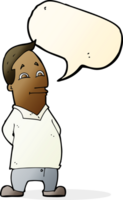 Cartoon freundlicher Mann mit Sprechblase png