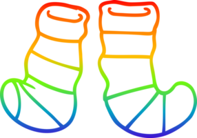 rainbow gradient line drawing of a cartoon socks png