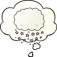 cartoon rain cloud with thought bubble in smooth gradient style png