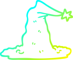 cold gradient line drawing of a cartoon wizard hat png