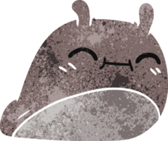 hand drawn retro cartoon of a happy kawaii slug png