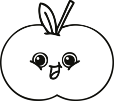 ligne dessin dessin animé de une rouge Pomme png