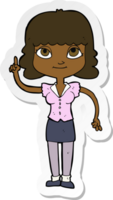 sticker of a cartoon woman with idea png