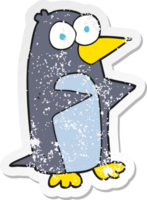 retro distressed sticker of a cartoon penguin png