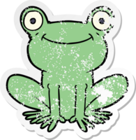 distressed sticker of a cartoon frog png