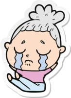 adesivo de uma mulher chorando de desenho animado png