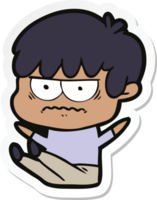 sticker of a annoyed cartoon boy png