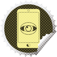 cell phone watching you circular peeling sticker png