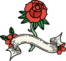 traditional tattoo with banner of a rose png