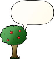 cartoon apple tree with speech bubble in smooth gradient style png