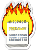 sticker of a cartoon calendar showing month of february png