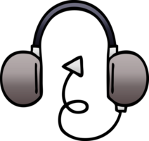 gradiente sombreado desenho animado do uma retro fone de ouvido png