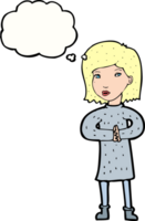 cartoon calm woman with thought bubble png