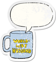 worlds best husband mug with speech bubble distressed distressed old sticker png