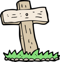 tumba cruzada de madera de dibujos animados png