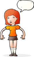 cartone animato donna guardare lateralmente con discorso bolla png