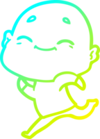 cold gradient line drawing of a happy cartoon bald man png