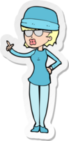 sticker of a cartoon woman wearing winter hat png