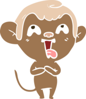 macaco de desenho animado de estilo de cor plana louco png
