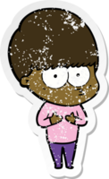 distressed sticker of a nervous cartoon boy png