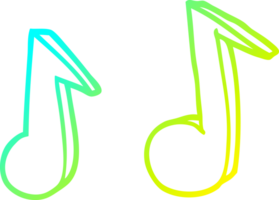 cold gradient line drawing of a cartoon musical notes png