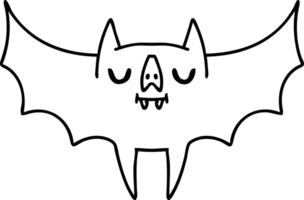 doodle en ligne d'une chauve-souris d'halloween mignonne effrayante png