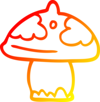 warm gradient line drawing of a cartoon mushroom png