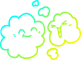cold gradient line drawing of a cartoon of happy grey smoke png