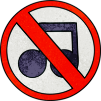 retro grunge texture cartoon of a no music sign png