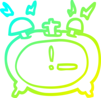 cold gradient line drawing of a cartoon ringing alarm clock png
