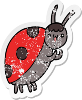 distressed sticker of a cute cartoon ladybug png