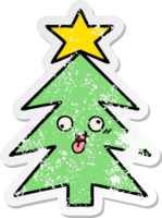 distressed sticker of a cute cartoon christmas tree png