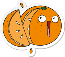 adesivo de uma laranja louca de desenho animado png