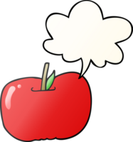 Cartoon-Apfel und Sprechblase in glattem Farbverlauf png