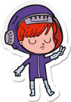 pegatina de una mujer astronauta de dibujos animados png