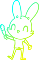 cold gradient line drawing cute cartoon rabbit with carrot png