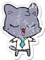 distressed sticker of a cartoon cat png