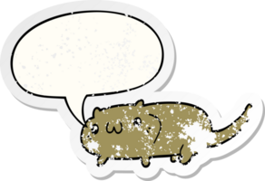 cartoon cat and speech bubble distressed sticker png