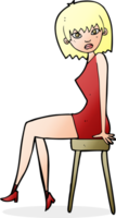 cartoon woman sitting on stool png