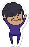 sticker of a cartoon frustrated woman png