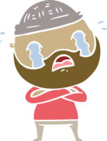 hombre barbudo de dibujos animados de estilo de color plano llorando png